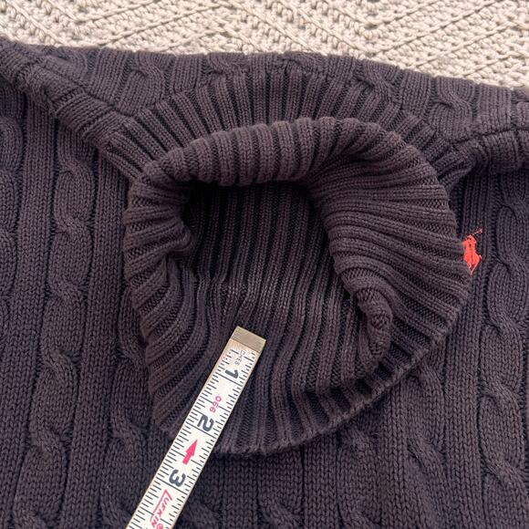 Y2K Ralph Lauren Sport 100% Cotton Turtleneck Sweater Brown - Size Medium - Picture 7 of 7
